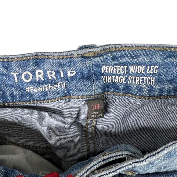 Torrid Perfect Wide Leg Jeans Vintage Stretch Denim Mid Rise 18R Plus - Picture 5 of 6